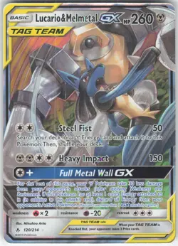 ✰ LUCARIO & MELMETAL GX 120/214 GX RARE UNBROKEN BONDS POKEMON ✰ LP - Image 2