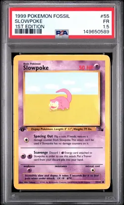 1999 POKEMON FOSSIL 1ST ED #55 SLOWPOKE PSA 1.5 - Image 1