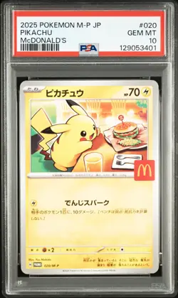 2025 POKEMON JAPANESE M-P PROMO MCDONALD'S #020 PIKACHU PSA 10 - Image 1