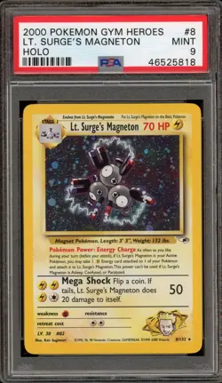 Pokemon Lt. Surge's Magneton Gym Heroes Unlimited Holo Rare #8 PSA 9 Mint - Image 1