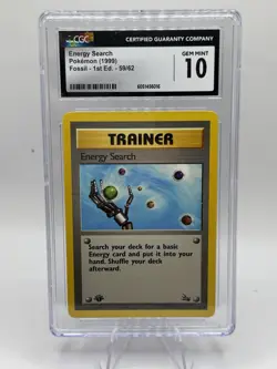Pokemon Energy Search 59/62 Fossil Regular 1st Edition CGC GEM MINT 10 - Image 2