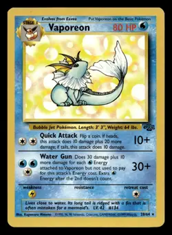 Vaporeon 28/64 Rare Jungle WOTC Pokemon LP - Image 1