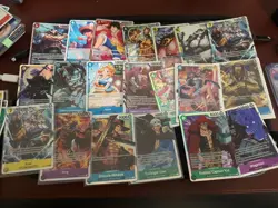 One Piece TCG SR and promo x50, 16x foil dom cards - mixed sets OP01-09 - Image 1