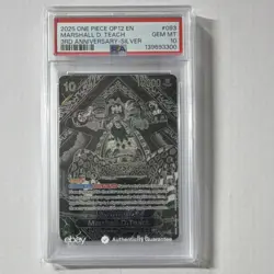 Bandai Marshall D. Teach OP12-093 3rd Anniversary Silver Foil EN PSA 10 - Image 1