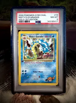 PSA 8 *NEW CERT* 2000 POKEMON GYM CHALLENGE HOLO-1ST ED #13 MISTY'S GYARADOS - Image 1