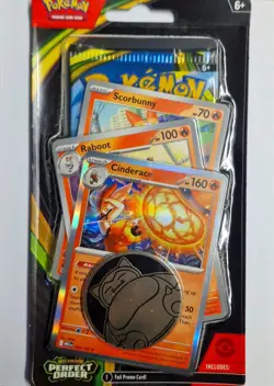 Pokemon TCG Mega Evolution Perfect Order Premium Checklane Cinderace Blister Pk - Image 1