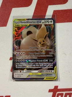 Eevee & Snorlax GX 120/181 Team Up Sun & Moon Tag Team Holo Card - Image 1