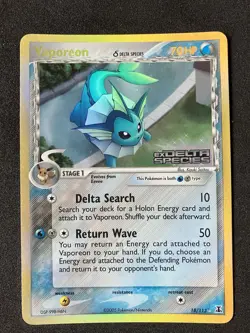 Pokemon Tcg Vaporeon EX Delta Species 18/113 Reverse Stamped Holo - Image 1