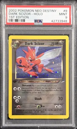 2002 POKEMON NEO DESTINY #9 DARK SCIZOR HOLO SWIRL PSA 9 - Image 1