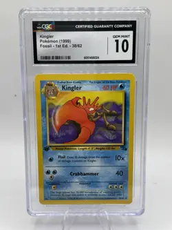 Pokemon Kingler Fossil 1st Edition 38/62 CGC GEM MINT 10 - Image 2