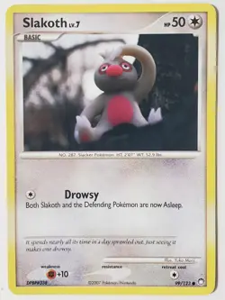 Slakoth 99/123 LP - Yuka Morii Clay Art - Mysterious Treasures Pokemon Card - Image 1