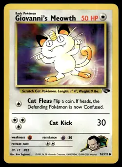 2000 Gym Challenge Pokemon Giovanni’s Meowth Basic/Common #74 - Image 1