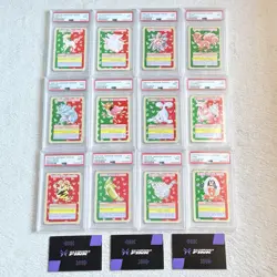 LOTTO 12 CARTE POKEMON TOPSUN JAP GREEN BACK 1995 - 1997 - ALL GRADED PSA 9 - Image 1