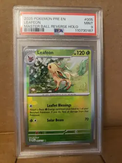 Leafeon Master Ball Pattern 005/131 PSA 9 Sv: Prismatic Evolutions Holo Pokemon - Image 1