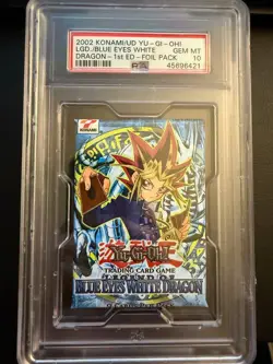 1st Ed 2002 Yu-Gi-Oh! Legend Of Blue Eyes White Dragon LOB Booster Pack PSA 10 - Image 1