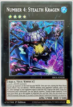 BROL-EN030 Number 4: Stealth Kragen - Secret Rare 1st Edition Near Mint YuGiOh - Image 1
