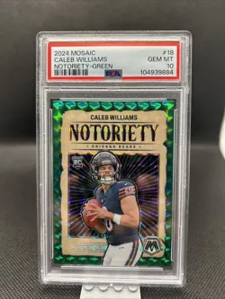 2024 Panini Mosaic Notoriety Caleb Williams #18 Green Mosaic Prizm (RC) PSA 10 - Image 1