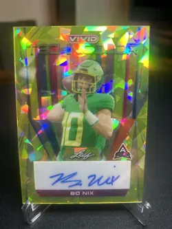 2023 Bo Nix Vivid Technicolor Iced Gold Rookie Auto 10/10 (Jersey #). - Image 1