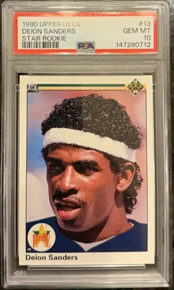 1990 Upper Deck Deion Sanders Star Rookie #13 PSA 10 GEM MT New York Yankees - Image 1