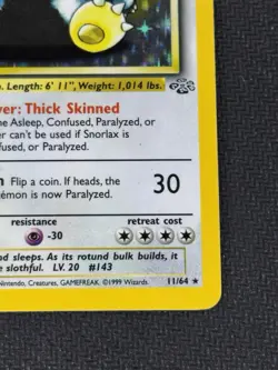 Pokemon TCG Snorlax 11/64 Jungle Holo Rare Card Near Mint Condition - Image 4