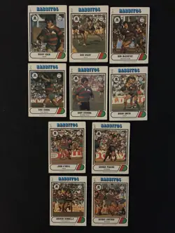Scanlens 1976 Rugby League Set Of 10 South Sydney Rabbitohs Cards Eric Simms - Image 1