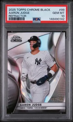 2025 Topps Chrome Black #99 Aaron Judge Refractor #/199 PSA 10 GEM 💎 MINT - Image 1