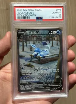 Pokemon 2021 SWSH Evolving Skies #175 Glaceon V Full Art PSA 10 - Image 1