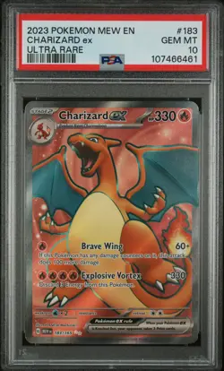 2023 Pokemon Mew En-151 #183 Charizard Ex Ultra Rare PSA 10 - Image 1