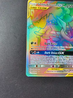 Pokemon Card Greninja and Zoroark Rainbow Rare GX 222/214 Unbroken Bonds - Image 5