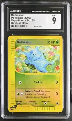 CGC 9 MINT Bulbasaur 94/165 Reverse Holo 2002 Pokemon Expedition Pop 21 - Image 1