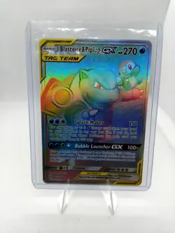 Blastoise & Piplup GX 253/236 Rainbow Rare Cosmic Eclipse Pokemon Near Mint - Image 1