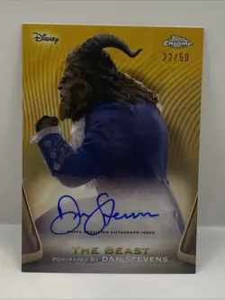 THE BEAST BY DAN STEVENS 2025 TOPPS CHROME DISNEY GOLD AUTO AUTOGRAPH #22/50 SSP - Image 1