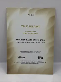THE BEAST BY DAN STEVENS 2025 TOPPS CHROME DISNEY GOLD AUTO AUTOGRAPH #22/50 SSP - Image 3