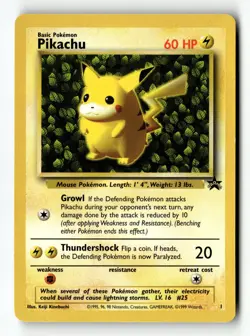 Pokemon Card Pikachu (1) Normal LP WoTC Promo 1 - Image 1