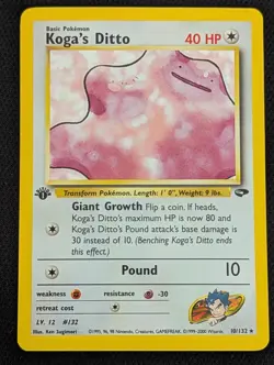 1st Edition Koga’s Ditto 10/132 Holo Rare Gym Challenge Pokemon Card TCG WOTC - Image 1