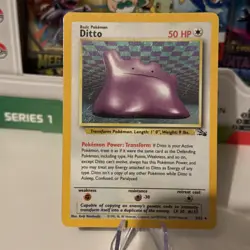 1999 Pokemon TCG Ditto Fossil Holo Rare Card 3/62 Unlimited Vintage WOTC - Image 1