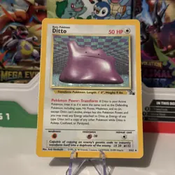 1999 Pokemon TCG Ditto Fossil Holo Rare Card 3/62 Unlimited Vintage WOTC - Image 2