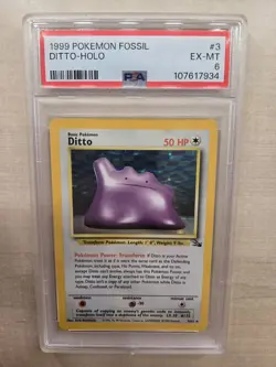 PSA 6 - Pokemon Ditto Holo - Fossil Unlimited - 3/62 -WOTC Vintage Rare TCG 1999 - Image 1