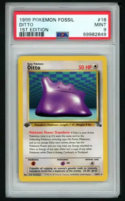 DITTO 18/62 1ST EDITION FOSSIL POKEMON PSA 9 - Image 1