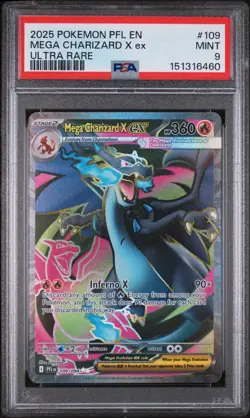 2025 POKEMON PFL EN #109 ULTRA RARE MEGA CHARIZARD X ex PSA 9 - Image 1