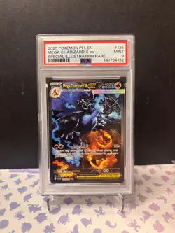 2025 POKEMON PFL EN-PHANTASMAL FLAMES #125 MEGA CHARIZARD X EX PSA 9 - Image 1