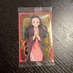 Demon Slayer Nezuko Wafers 10 Clear Metal Card Bandai Unopened Trading - Image 1