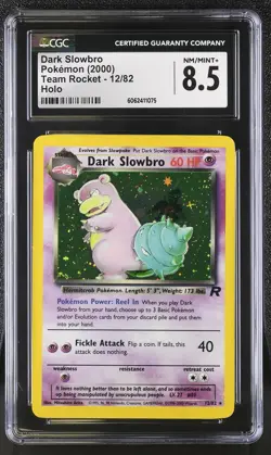 CGC 8.5 Dark Slowbro 2000 Team Rocket 12/82 Holo Pokemon Card psa - Image 1