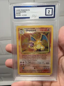 Pokemon TCG 1999 Charizard Base Set Holo Graded PG 2 WOTC - Image 1