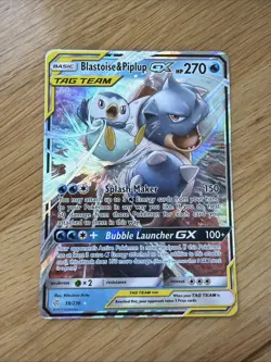 Pokemon TCG Blastoise Piplup GX Holo Rare Card Sun Moon Cosmic Eclipse 38/236 - Image 1