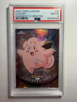 2000 TOPPS CHROME POKEMON T.V. SPECTRA #35 CLEFAIRY PSA 8 - Image 1