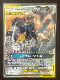 Lucario & Melmetal GX 120/214 Holo Rare GX Unbroken Bonds Pokemon LP - Image 1
