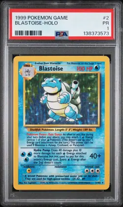 PSA 1 PR 1999 Base Set Blastoise 2/102 Holo Foil Pokemon WOTC Unlimited Rare - Image 1