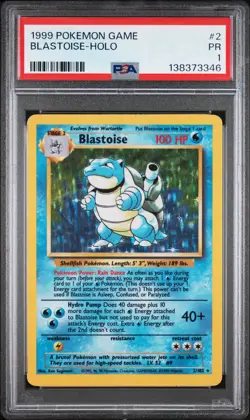 PSA 1 PR 1999 Base Set Blastoise 2/102 Holo Foil Pokemon WOTC Unlimited Rare - Image 1