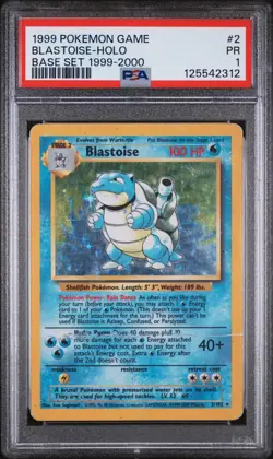 🔥 PSA 1 POOR BLASTOISE HOLO RARE | BASE SET 4TH PRINT 1999-2000 2/102 🔥 - Image 2